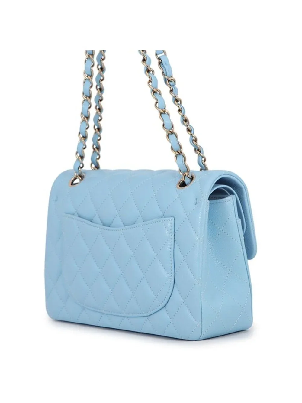 Chanel Chain Shoulder Bag Quilted 23 CC Logo Double Caviar Leather